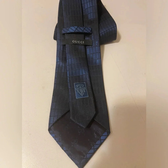 Gucci Gg Pattern Tie Made In Italy Silk Thick Black mens tie, long. - Picture 2 of 12